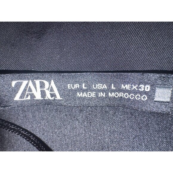 ZARA Large Black Floral Print Tunic Dress V-Neck 3/4 Sleeve Polyester/Elastane - Picture 4 of 12